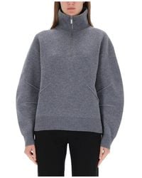 Helmut Lang - Half-Zip Mock Neck Sweater - Lyst