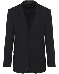 Balenciaga - Jassen ,Zwart ,Leer Standaard Getailleerd Jasje - Lyst