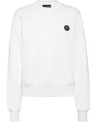 Philipp Plein - Fitness ,Wit ,Katoen Cropped Sweatshirt Ls Glitter - Lyst
