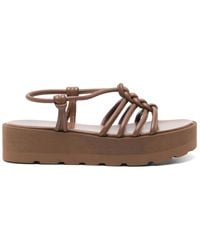 Gianvito Rossi - Braune Ledersandalen Mit Fersenriemen - Lyst