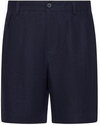 Sease - Blaue leinen shorts mit vorderfalte - Lyst
