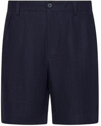 Sease - Shorts in lino blu con pieghe frontali - Lyst