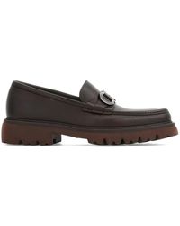 Ferragamo - Schoenen ,Bruin ,Leer Bruin Leren Platte Schoenen Gancini Gesp - Lyst
