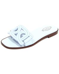 Tod's - Schoenen ,Blauw ,Leer Blauwe Leren Slipper Sandaal - Lyst
