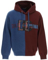 Dolce & Gabbana - Kapuzen-sweatshirt in gemischter technik - Lyst