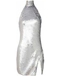 Balmain - Kleedjes ,Grijs ,Pailletten Korte Pailletten Halternek Jurk - Lyst