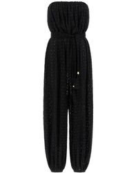Eres - Jumpsuits & Playsuits ,Zwart ,Katoen Jacquard Jumpsuit Van Zijde- En Katoenmix - Lyst