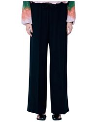 Dries Van Noten - Broeken ,Zwart ,Wol Wollen Crêpe Broek Met Trekkoord - Lyst