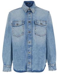 Versace - Denim Overhemd Met Noppen - Lyst