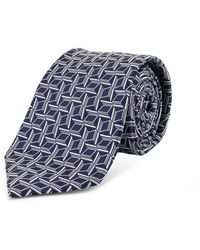 Kiton - Accessoires ,Blauw ,Geometric Pattern Silk Tie - Lyst
