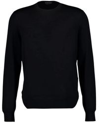 Tom Ford - Truien & Vesten ,Zwart ,Wol Fijngebreide Wollen Trui Met Ronde Hals - Lyst