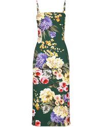 Dolce & Gabbana - Elegante abito kleider kollektion,midi baumwollkleid mit blumenmuster - Lyst