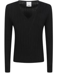 Allude - Truien & Vesten ,Zwart ,Wol V-Hals Truien - Lyst