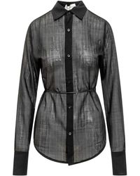Ludovic de Saint Sernin - Overhemden ,Zwart ,Slim Lacing Overhemd - Lyst