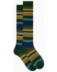 Gallo - Lange Grüne Baumwollsocken Für Damen Mit Mehrfarbigen Streifen - Lyst