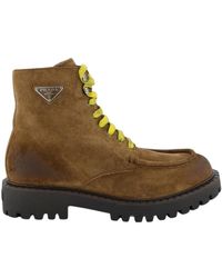 Prada - Schnürstiefel Aus Leder - Lyst