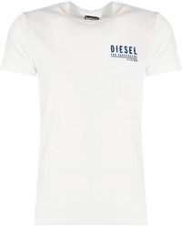 DIESEL - Tops ,Wit ,Katoen Elegante Ronde Hals T-Shirt - Lyst
