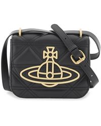 Vivienne Westwood - Schwarze stepp-schultertasche mit gold-hardware,bags,schwarze gesteppte umhängetasche mit gold-hardware - Lyst