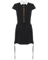 Elisabetta Franchi - Mini-Kleid Aus Satin Und Popeline Mit Schmuckverschlüssen - Lyst