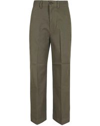 Polo Ralph Lauren - Chinos cropped flat front oliva - Lyst