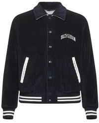 Dolce & Gabbana - Corduroy Jacket With Embroidered Logo - Lyst