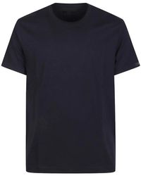 Fay - Tops ,Blauw ,Katoen T-Shirt Met Ronde Hals - Lyst