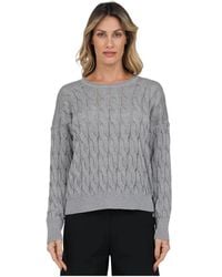 Alpha Studio - Truien & Vesten ,Grijs ,Lange Mouw Ronde Hals Shirt - Lyst
