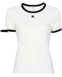 Courreges - Kontrast tee t-shirts,t-shirt mit schnalle,t-shirts - Lyst