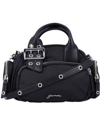 Ganni - Schwarze Handtasche Mit Obergriffen Und Reißverschluss - Lyst