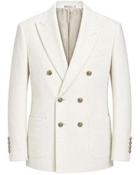 Eleventy - Dubbelrijige Blazer Van Katoen Met Textuur En Comfort - Lyst
