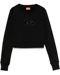 DIESEL - Hoodies & Sweatvesten ,Zwart ,Zwarte Cut-Out Sweater Crew Neck - Lyst