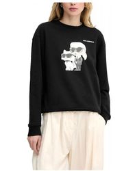 KARL LAGERFELD - Hoodies & Sweatvesten ,Zwart ,Katoen Ikon Duo Aquarelle Sweatshirt - Lyst
