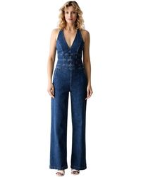 Guess - Val Halter Denim Jumpsuit - Lyst