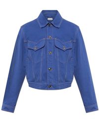 Versace - Jassen ,Blauw ,Katoen Cotton Trucker Jacket - Lyst