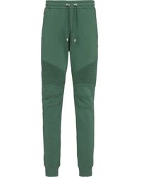 Balmain - Broeken ,Groen ,Katoen Groene Geribbelde Trainingsbroeken Activewear - Lyst