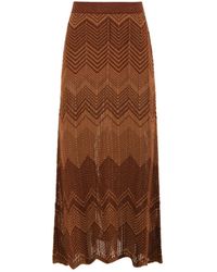 Akep - Brauner Zig Zag Langer Strickrock - Lyst
