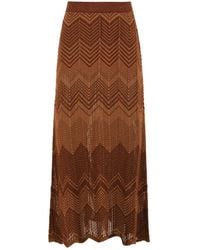 Akep - Rokken ,Bruin ,Polyester Bruine Zigzag Lange Gebreide Rok - Lyst