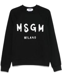 MSGM - Hoodies & Sweatvesten ,Zwart ,Katoen Zwarte Katoenen Sweatshirt Stijlvol Ontwerp - Lyst