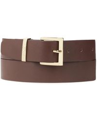 Kazar - Accessoires ,Bruin ,Leer Klassieke Donkerbruine Riem Met Gouden Gesp - Lyst
