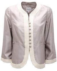 Armani - Jassen ,Grijs ,Katoen Vintage Effect Zijde/Katoenen Jas - Lyst