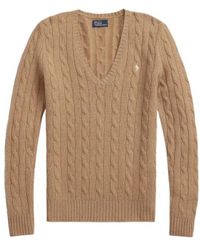 Polo Ralph Lauren - Truien & Vesten ,Bruin ,Wol Kimberly V-Hals Truien - Lyst