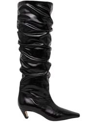 MSGM - Schoenen ,Zwart ,Leer 55Mm Leren Laarzen - Lyst