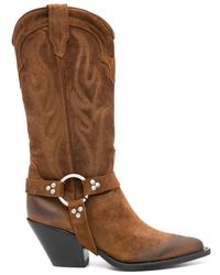 Sonora Boots - Braune wildleder texanische stiefel - Lyst