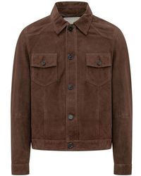 Amaranto - Jassen ,Bruin ,Leer Leren Jas Met Zakken - Lyst