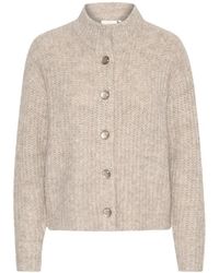 Kaffe - Strickjacke Mit Hohem Kragen Und Knöpfen - Lyst