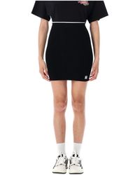Amiri - Rokken ,Zwart ,Polyester Rib Gebreide Minirok - Lyst