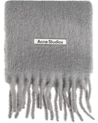 Acne Studios - Accessoires ,Grijs ,Leer Mohair Logo Scarf - Lyst