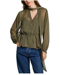 Pepe Jeans - Overhemden ,Groen ,Stralende Blouse, Elegant En Veelzijdig - Lyst