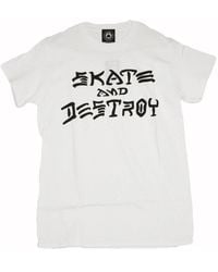 Thrasher - Tops ,Grijs ,Katoen Skate & Destroy Tee Wit/Zwart - Lyst