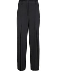 Burberry - Zwarte Wijde Wollen Broek Ss23 - Lyst